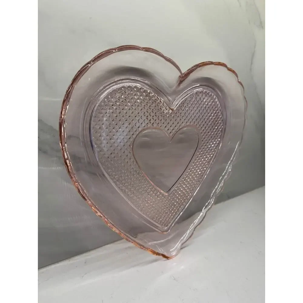 Williams Sonoma 2003 Limited Edition Pink Glass Heart Serving Plate w/ OG Box
